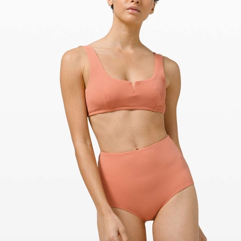 Lululemon Honeycomb Dip Square Swim Bikini Set, Pink Savannah